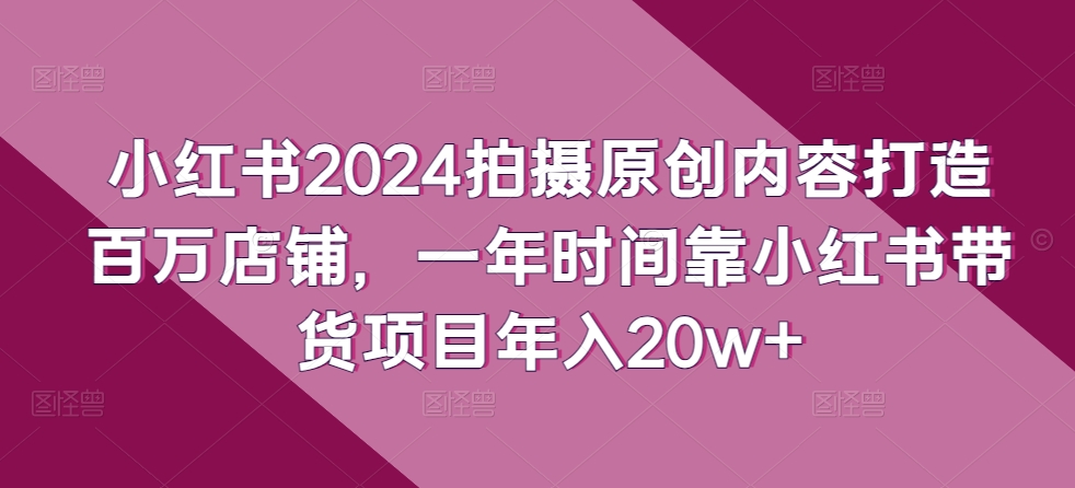 小红书2024拍摄原创内容打造百万店铺，一年时间靠小红书带货项目年入20w+-吾要发资源库